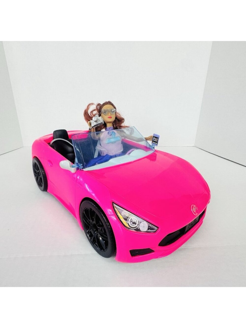 Barbie Doll Glam Hot Pink Convertible 2 Seater Car Mattel w/Doll & Accessories